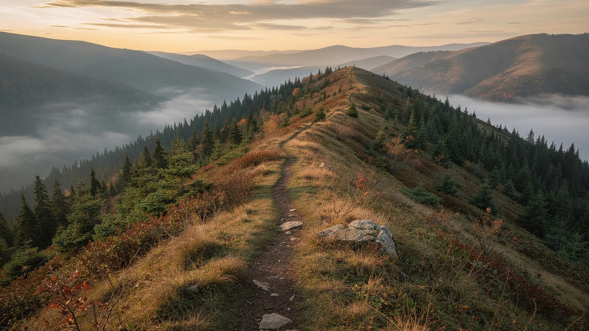 Carpathian ridge at dusk near the Chornohora range in western Ukraine